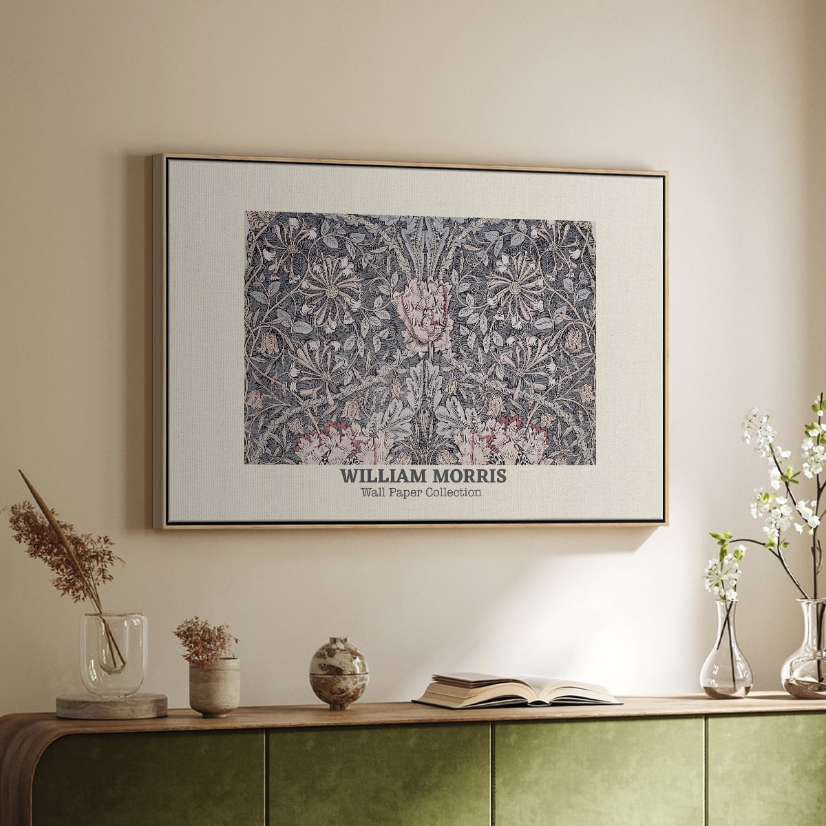 Vintage Abstract Print-XLV Framed in Natural Wood Wood Gallery Wrapped Canvas 25 in. x 37 in.