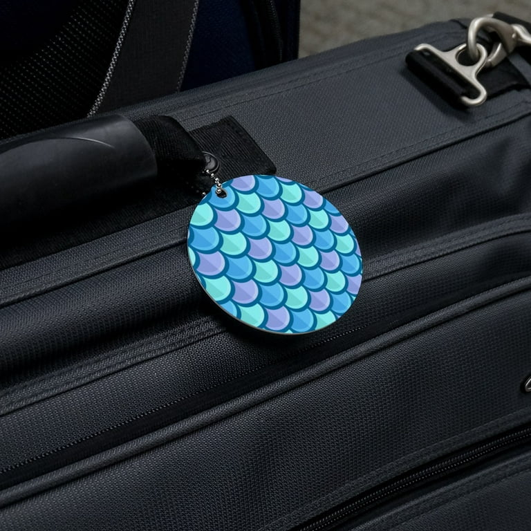 Mermaid Fish Scale Pattern Round Luggage ID Tag Card Suitcase Carry-On 