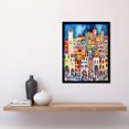 thumbnail image 2 of Busy Street Vertical Cityscape Folk Art Watercolour Painting Art Print Framed Poster Wall Decor 12x16 inch, 2 of 5