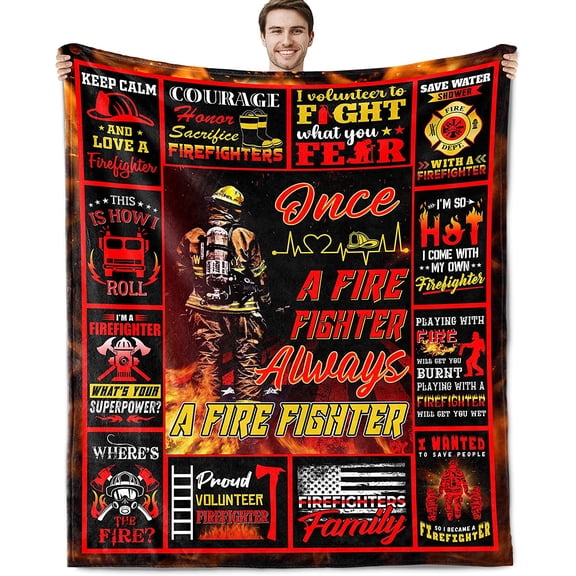 Firefighter Gifts for Men Fire Department Gifts Fire Fighter Gifts for Adults Firefighter Birthday Party Decorations Fireman Gifts for Men Firefighter Fathers Day Blanket Gifts Blanket 60x50 Inch
