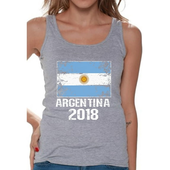 Awkward Styles Argentina 2018 Soccer Tank Top for Women Argentinian Flag Gifts