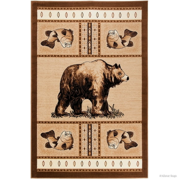 Allstar Rugs Allstar Berber Woven Soft Traditional Southwest Bear Theme Rug 7' 6"x10' 5" 8' x 10' Cabin & Lodge