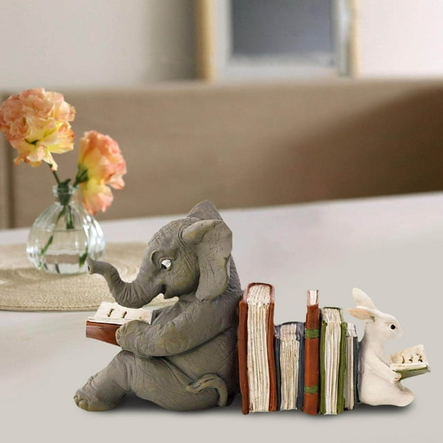 Elephant and Rabbit Statue Animals Sculpture Art Resin sculpture Elephant Rabbit Crafts for Porch Garden