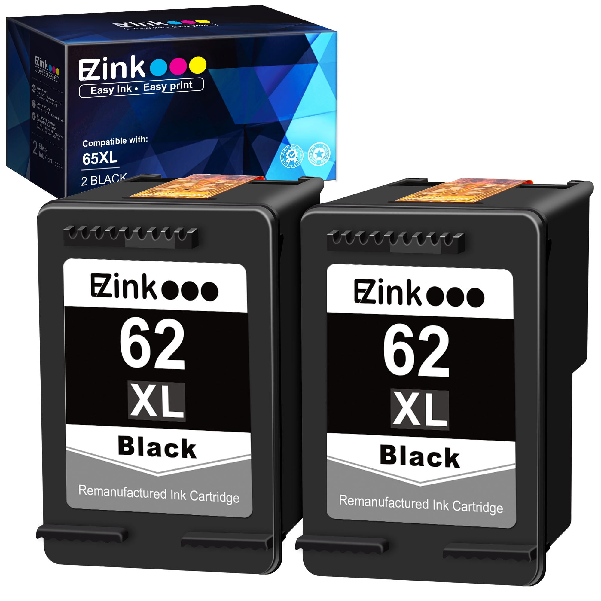 DoorStepInk Brand for HP 62XL 62 XL Color Twin Pack Remanufactured in the  USA Ink Cartridges