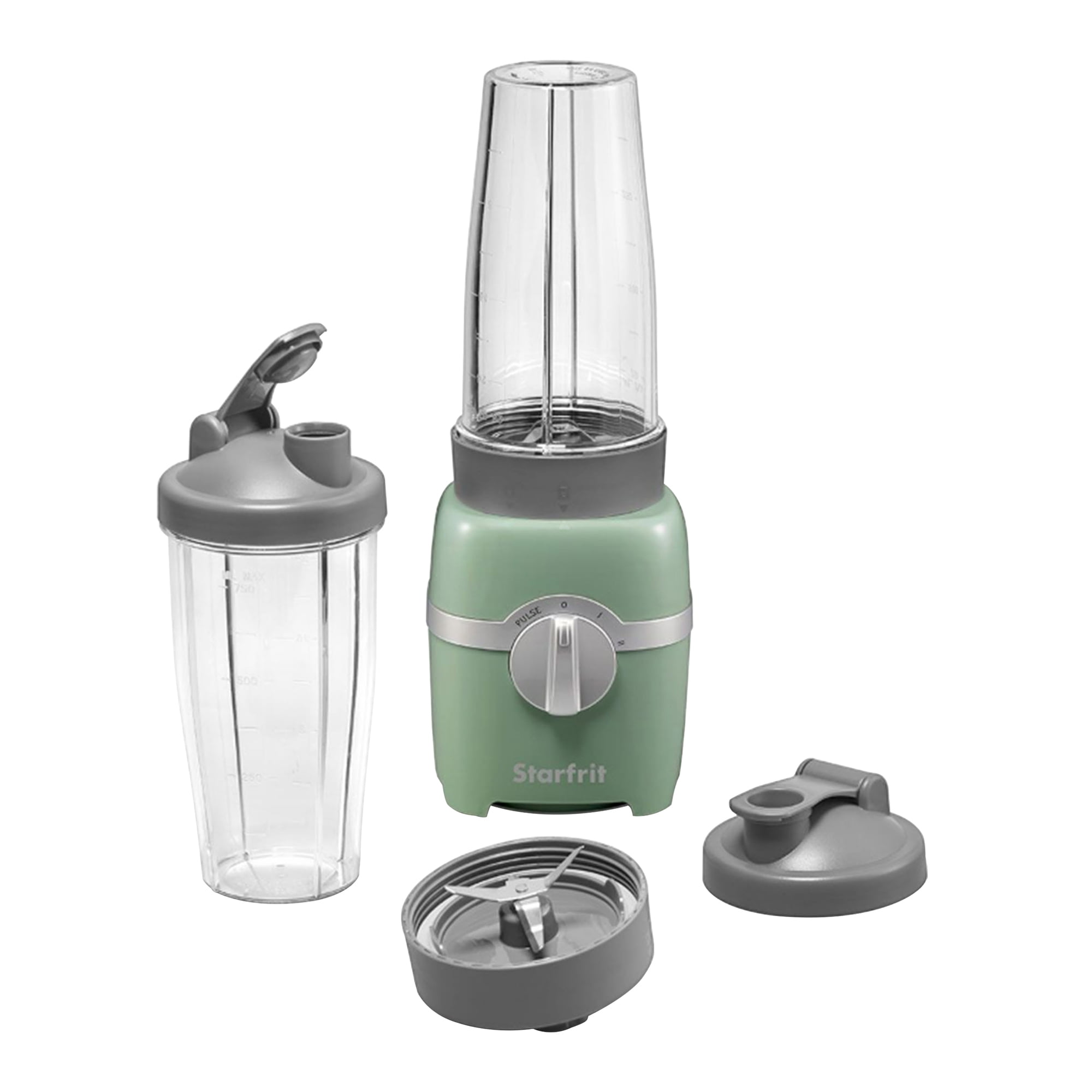 Starfrit 28-Oz. 3-Speed 300-Watt Electric Personal Blender with 2 Cups and 2 To-Go Lids, Sage