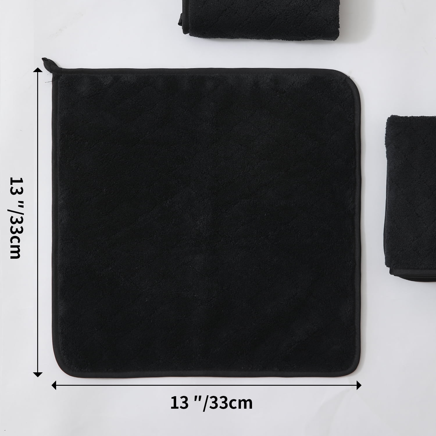 Beartech Microfiber Washcloths 12 Pack,13"x13" Quick Dry Ultra Soft and Highly Absorbent Washcloths for Bathroom,Kitchen Dish Towels -Black