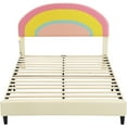 thumbnail image 3 of Full Size Upholstered Platform Bed with Rainbow Shaped and Height-Adjustbale Headboard,LED Light Strips, 3 of 6