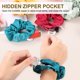 thumbnail image 4 of Uxcell 4.33 Pulgadas Scrunchie con Cremallera, 2 Pcs Lazos para el Cabello de Satén de Seda con Bolsillo Oculto, Negro, 4 of 6