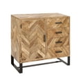 thumbnail image 6 of DecMode 35" x 35" Brown Mango Wood 4 Drawers 1 Shelf and 1 Door Geometric Cabinet with Wood Inlay, 1-Piece, 6 of 10