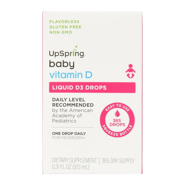 UpSpring Baby Vitamin D, Liquid D3 Drops for Infants, Age Newborn+, 365