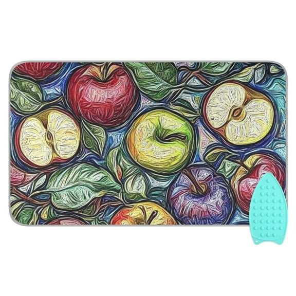 Colorful Apples and Leaves Ironing Mat Blanket for Table Top Travel Portable Ironing Board Pad 47.2x27.6 Inch