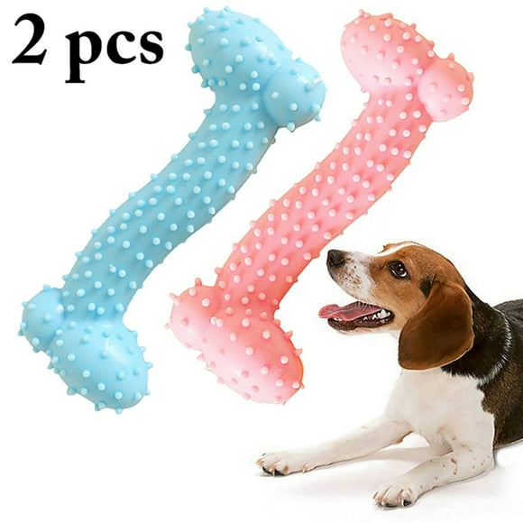 2PCS Bone Dog Toy Interactive Dog Squeaky Toy Puppy Bite Toy Rubber Dog Toy