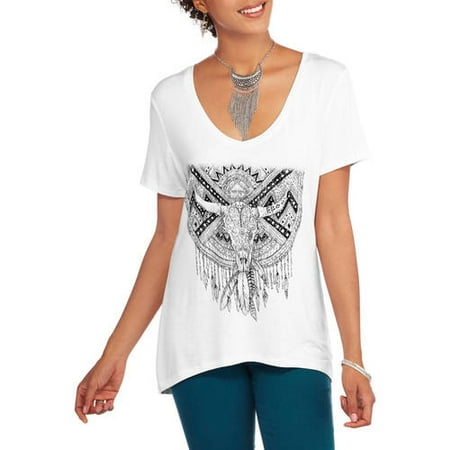 Project Karma Women's Americana Hi-Low Graphic T-Shirt