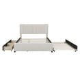 thumbnail image 5 of Harper & Bright Designs Queen Size Platform Bed with Twin XL Trundle and 2 Drawers, Modern Linen Upholstery Bed Frame with Classic Headboard, Beige, 5 of 15
