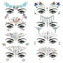 RAGUPEL 8 sets Women Mermaid Face Gems Glitter, Rhinestone Rave Festival Face Jewels, Crystals Face Stickers, Halloween Eyes Face Body Tattoo Rhinestone Temporary Tattoos