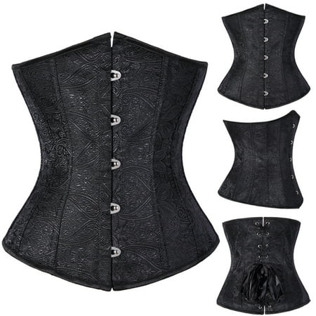SAYFUT Women's Vintage Jacquard With Pattern Lace Boned Underbust Corset Busiter Top Bodice