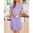 thumbnail image 5 of Ekouaer 2 Pack House Dresses for Women with Pockets Short Sleeve Moomoo Nightgown Plus Size Mumu Dress Floral Lounge Dress, 5 of 6