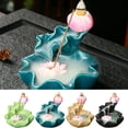 thumbnail image 1 of Happy Date Backflow Incense Burner Incense Holder Waterfall Handmade Ceramic Waterfall Incense Burner for Home Office Yoga Aromatherapy Relaxation Gifts Lotus Pond, 1 of 2