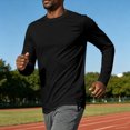 thumbnail image 4 of GrmtClth Mens Crew Neck Solid Long Sleeve Top, Plain Breathable Soft Loose Fit Weekend Athletic Undershirts Black 2XL, 4 of 4