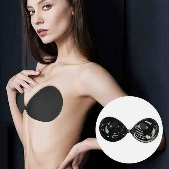 Adhesive Bra Strapless Sticky Silicone Bra For Backless Dress With Nipple Covers,1 Pairs(Black And Skin Tone, Abcd Size), Hold Up The Chest Tape