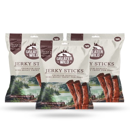 Greater Wild Beef Recipe Jerky Sticks  Semi-Moist Treats for Dogs - 3 oz. (3 Pack)