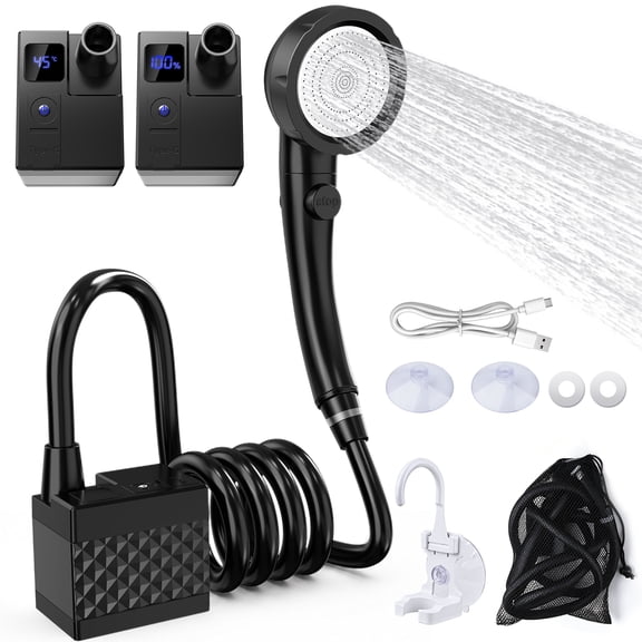 Upgrade Outdoor Portable Camping Shower, 8000mAh Rechargeable Electric Shower Pump with Multifunctional Handheld Filter Shower Head, Suitable for Rinsing, Hiking,Travel, Beach and Watering Plants