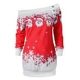 thumbnail image 2 of WFJCJPAF 2024 New Product Clearance！ Summer Tops for Women,Women's Christmas Santa Claus Printing Long Sleeve Shoulder Tops - Red M, 2 of 6