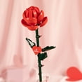 thumbnail image 6 of Brickcraft Red Long Stem Rose Brick Building Kit (102-Plastic Piece Set), Seasonal Gift for His & Hers, Customizable Heart Pendant with Chain, Artificial Flower Craft, 6 of 12