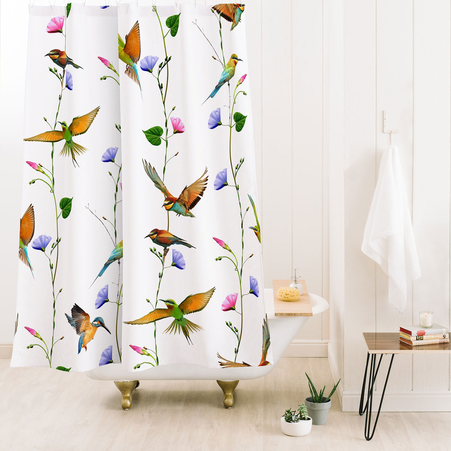 Society6 Emanuela Carratoni The Birds Garden Shower Curtain 71" x 74