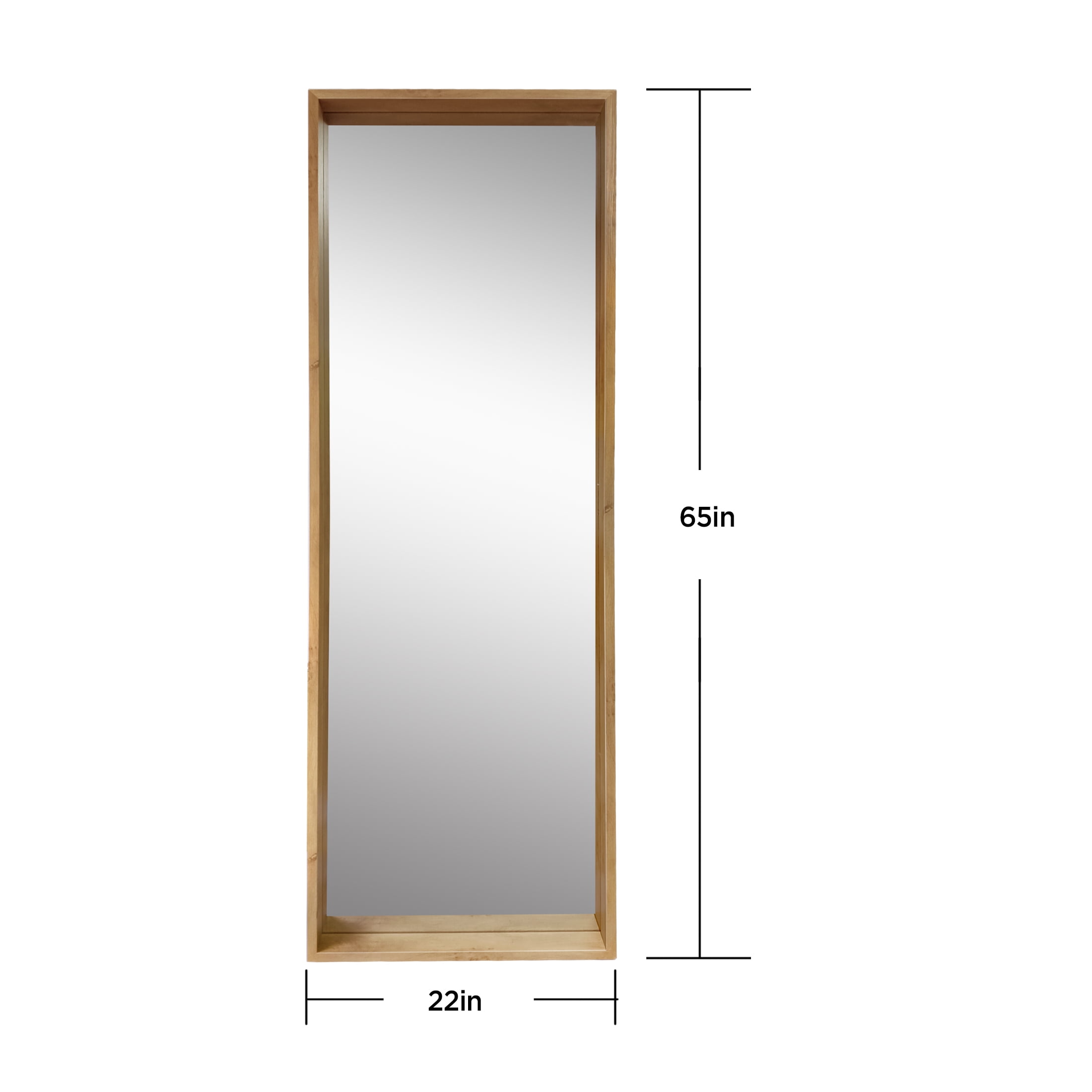 Better Homes & Gardens 22" x 65" Light Honey Shadow Box Full-Length Leaner Mirror