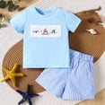 thumbnail image 2 of Odeerbi 6M-4Y Niños Niñas Conjunto de Verano Estampado de Algodón Camiseta de Manga Corta Pantalones Cortos A Rayas Conjunto de Dos Piezas Cintura Elástica, 2 of 8