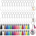 thumbnail image 1 of Llaveros en blanco, 120 piezas de llaveros transparentes para kit de vinilo que incluye 30 piezas de acrílico en blanco, 30 piezas de borlas para llaveros, 30 piezas de anillos para, 1 of 8