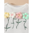thumbnail image 6 of Baby Toddler Girls Summer Shorts Outfits 3 6 12 18 Months Short Sleeve Floral Embroidery Romper PP Shorts Headband Sets, 6 of 9