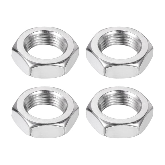 Uxcell M18x1.5mm Hex Nuts, 4Pcs 304 Stainless Steel Metric Fine Thread Hexagon Lock Nuts Fasteners 27mm/1.06" Width, 9mm/0.35" Height for Machinery Automotive Industrial Use