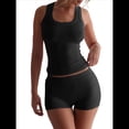 thumbnail image 3 of Conjunto de Shorts Deportivos Ajustados para Mujer: Top Sin Mangas y Shorts Negro M, 3 of 8