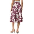 thumbnail image 3 of INSPIRE CHIC Floral Midi Skirt for Women's Summer Elastic Waist Dressy Casual A-line Boho Skirts S Burgundy, 3 of 6
