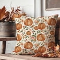 thumbnail image 6 of Orange Pumpkin Fall Throw Pillow Covers 18x18 Inch Set of 2 Pink Floral Outdoor Country Farmhouse Cottagecore Autumn Decorations Decorative Throw Pillows Cases for Home Room Couch Decor, 6 of 6