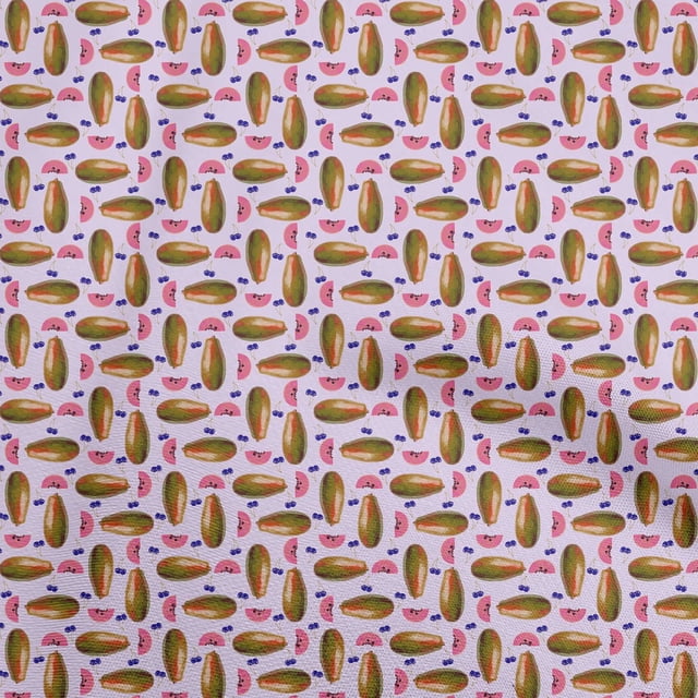 oneOone Rayon Pink Fabric Fruits Papaya Craft Projects Decor Fabric Printed By The Yard 56 Inch Wide