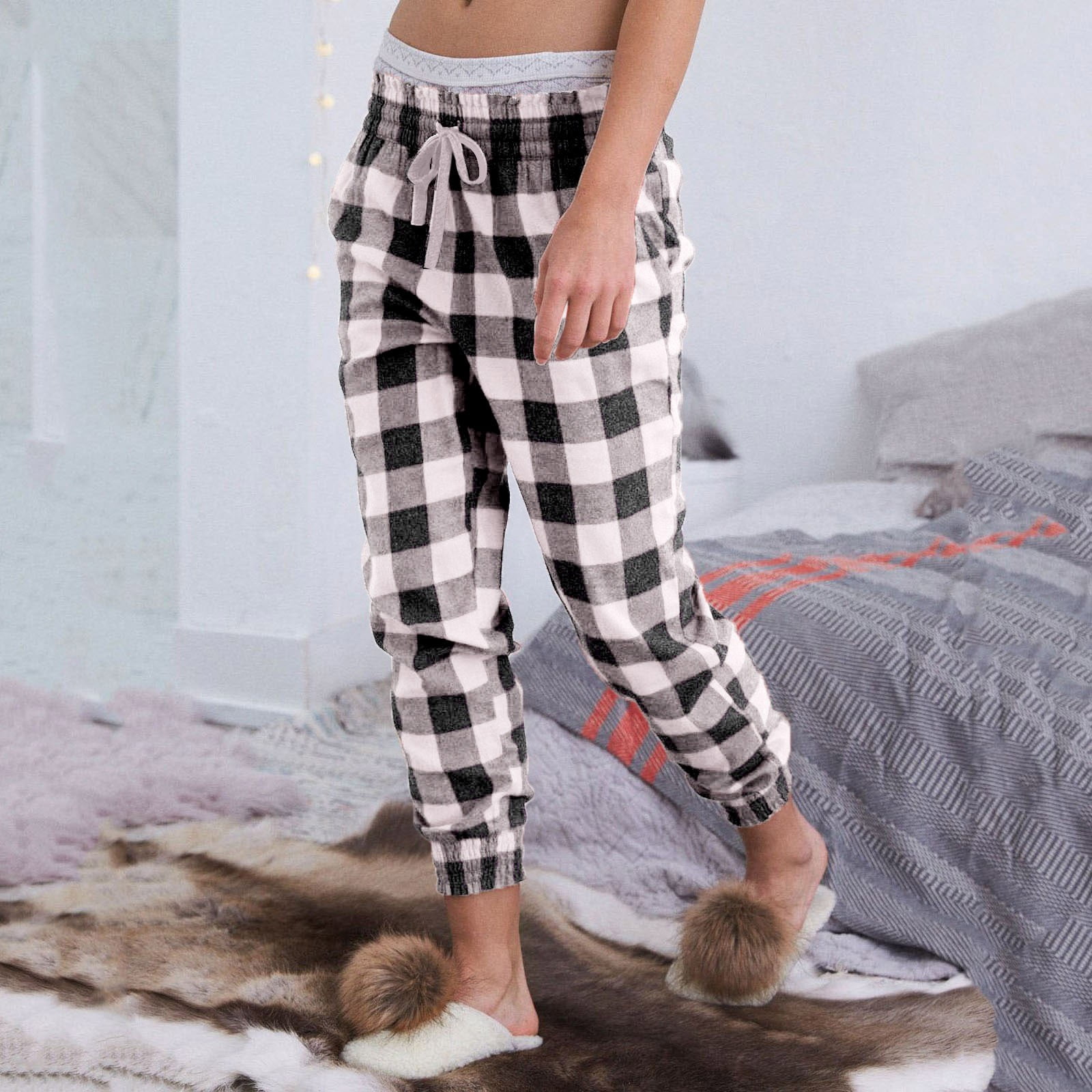 Tangnade Womens Pants Women Plaid 