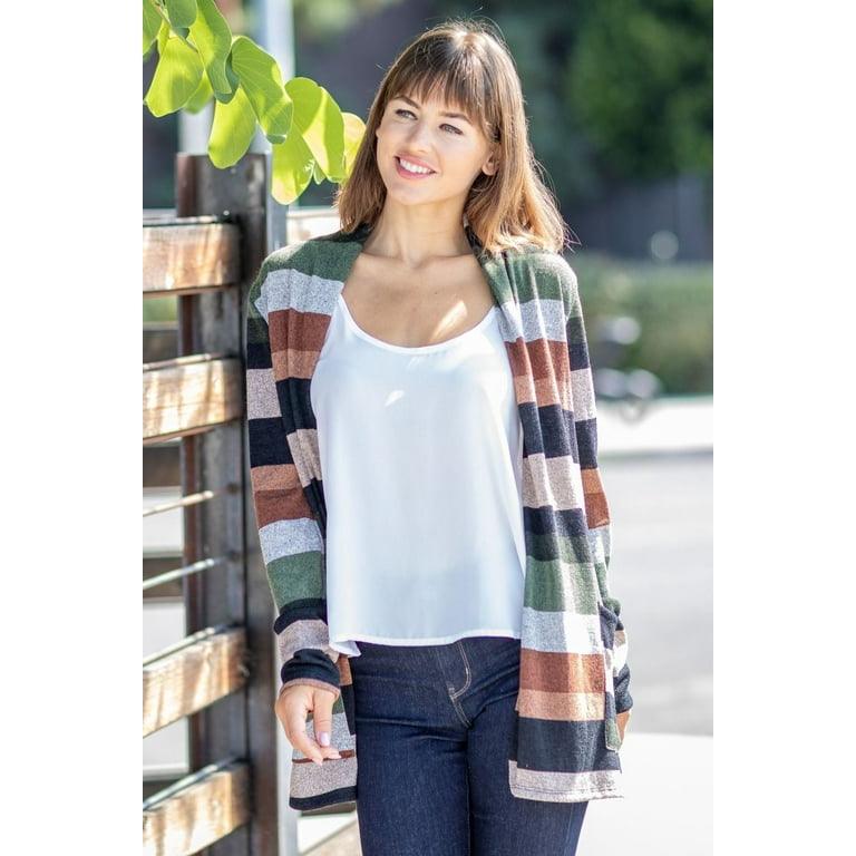 Striped cardigan with 2025 elbow patches