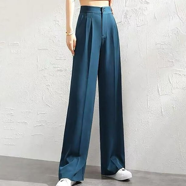 Womens Dress Pants Casual Loose Baggy High Waist Straight Wide Leg Full  Length Office Business Suit Pants Work Trousers 