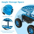 thumbnail image 6 of Kinbor Garden Cart Rolling Work Adjustable Swivel Seat for Planting w/Tray Basket Extendable Handle, 6 of 6