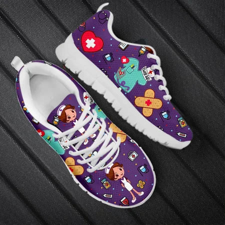 

Lightweight Women s Nurse Shoes Cute Nurse Medical Supplies Pattern Ladies Flat Shoes Sping Autumn Casual Sneakers