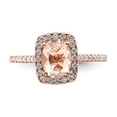 thumbnail image 4 of 14k Rose Gold Oval Morganite & Diamond Rectangle Halo Engagement Ring 1.56 TCW, 4 of 9