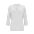 thumbnail image 6 of Miluxas Women's Heart Cut Out Oversized Sweatshirts 3/4 Sleeve Pullover Tops White XL(XL), 6 of 8