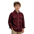 thumbnail image 6 of OGLCCG Boys Corduroy Shirts Kids Western Long Sleeve Botton Down Shirts Casual Fall Lapel Collared Shacket Jacket Size 4-14(Wine,10 Years), 6 of 6