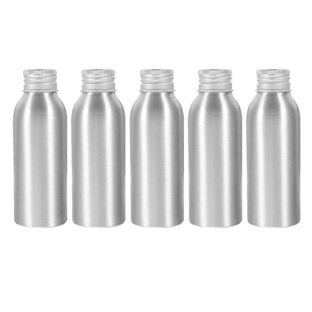 Leakproof Aluminum Liquid Container Travel Bottles for Cosmetics Silver Refillable 5Pcs