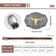 thumbnail image 2 of Western Leather Buckle Belt for Men Women Floral Engraved Cowboy Belt Longhorn Bull Buckle Waist Belt for Jeans, 2 of 6