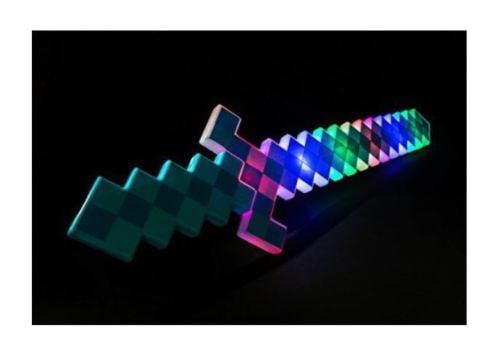 Minecraft light up pixel Sword small Diamond LED Flashing Lights and FX Sounds 