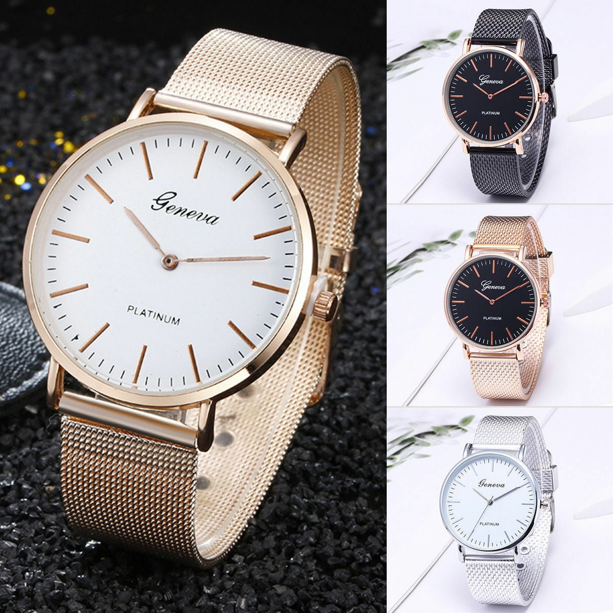 Geneva Luxury Women Mens Watch Stainless Steel Analog Quartz Analog Wrist Watch